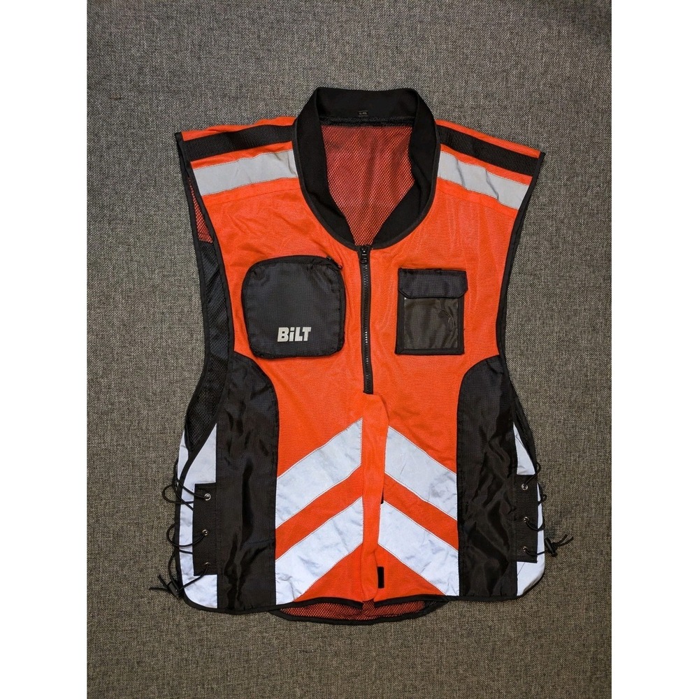 BILT Vest Mens One Size Yellow Reflective Mesh Hi Vis Motorcycle Riding XL-4XL
